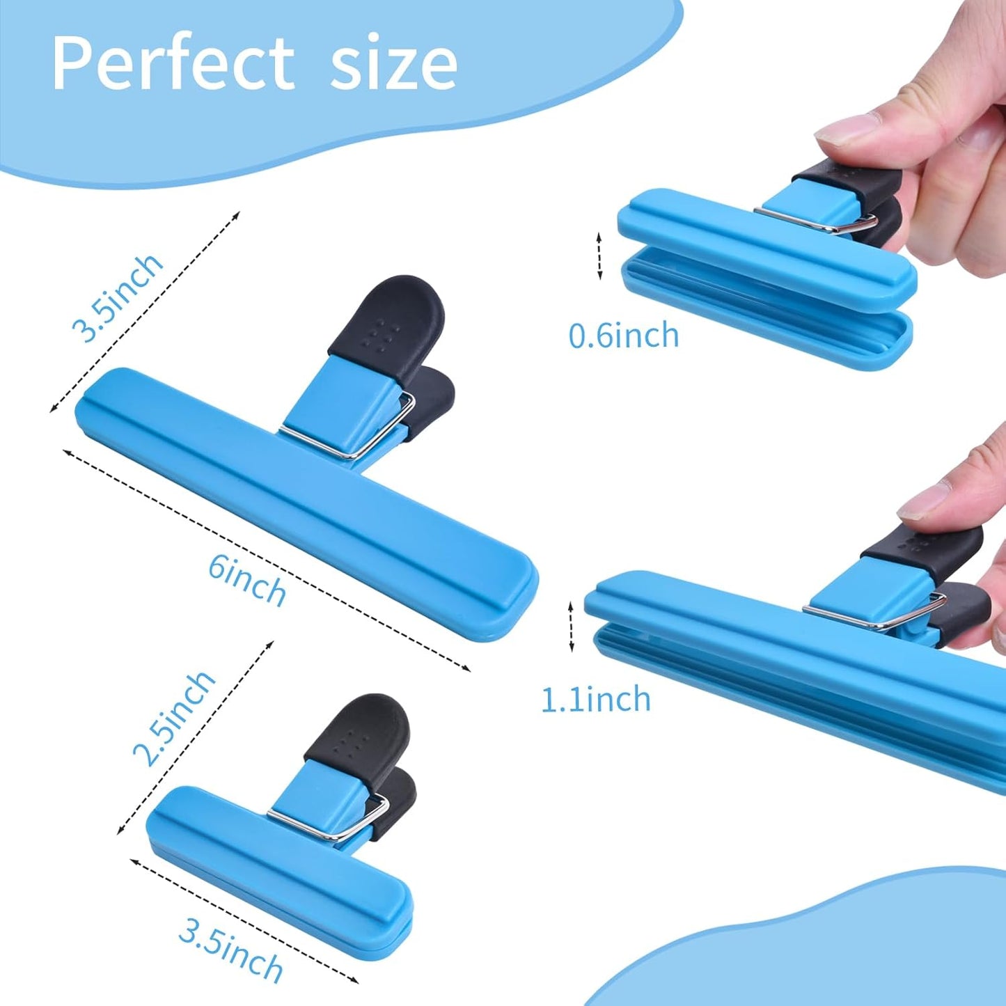 9Pack Large Chip Bag Clips - Assorted Sizes Food Bag Clips Plastic Heavy Seal Grip