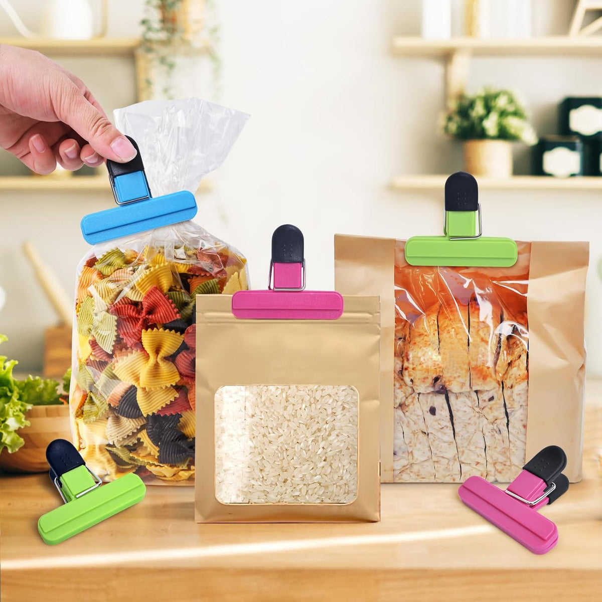 9Pack Large Chip Bag Clips - Assorted Sizes Food Bag Clips Plastic Heavy Seal Grip