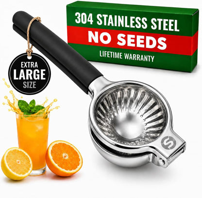 Handheld Lemon Squeezer Stainless Steel – Lemon Juicer, Lime Squeezer With Large Bowl Size & Non-Slip Handles – Citrus Squeezer for Holiday Cooking & Christmas Dinner, New Year Cocktails
