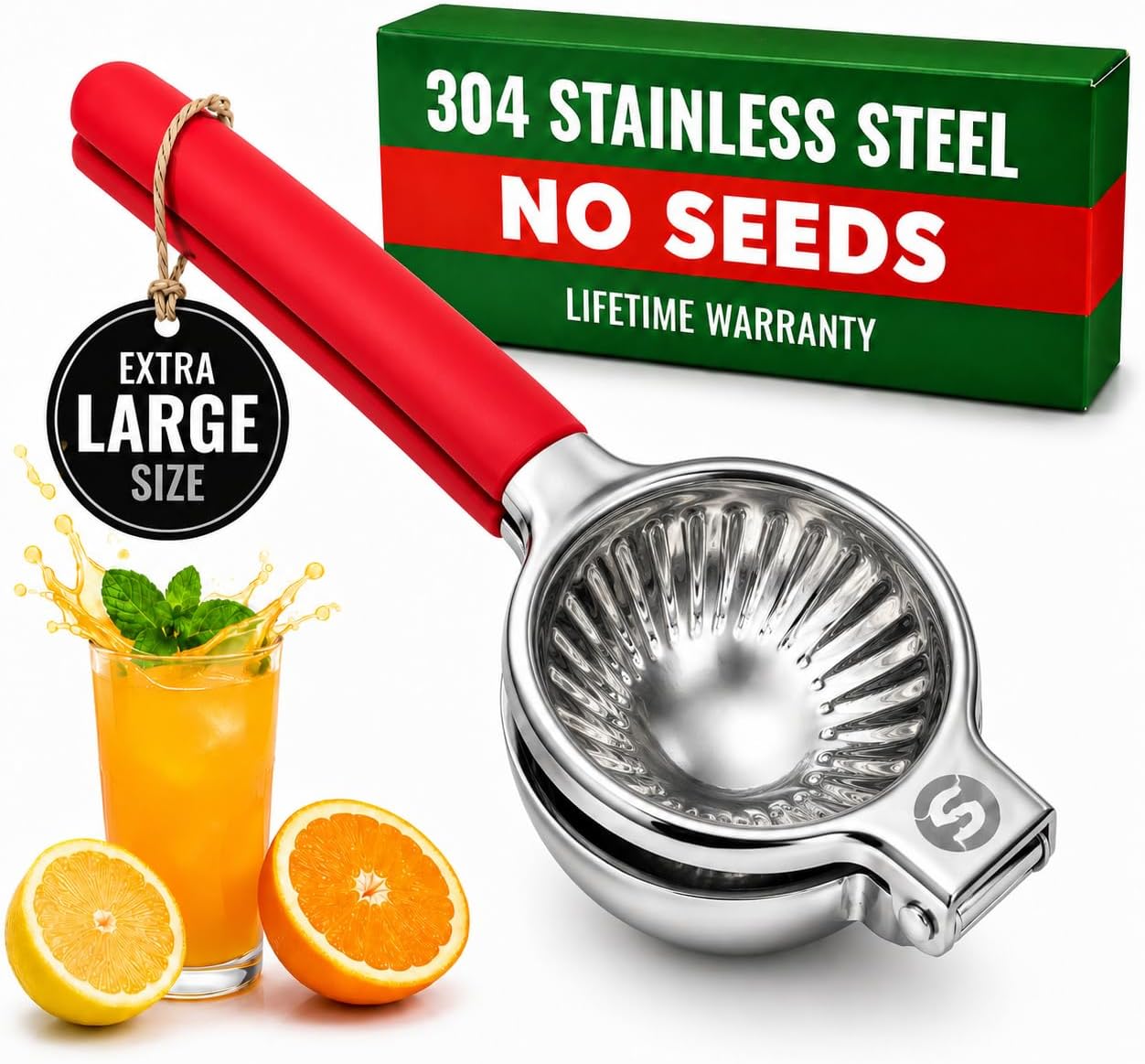 Handheld Lemon Squeezer Stainless Steel – Lemon Juicer, Lime Squeezer With Large Bowl Size & Non-Slip Handles – Citrus Squeezer for Holiday Cooking & Christmas Dinner, New Year Cocktails