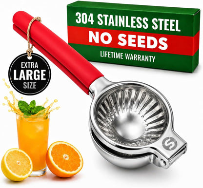 Handheld Lemon Squeezer Stainless Steel – Lemon Juicer, Lime Squeezer With Large Bowl Size & Non-Slip Handles – Citrus Squeezer for Holiday Cooking & Christmas Dinner, New Year Cocktails