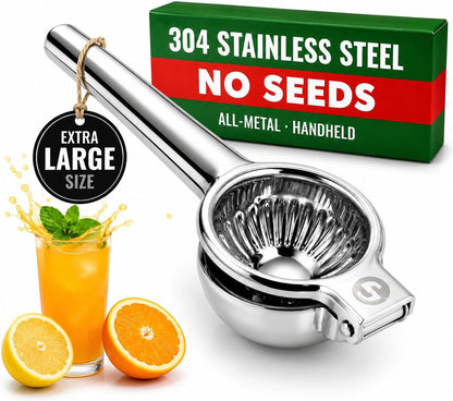 Handheld Lemon Squeezer Stainless Steel – Lemon Juicer, Lime Squeezer With Large Bowl Size & Non-Slip Handles – Citrus Squeezer for Holiday Cooking & Christmas Dinner, New Year Cocktails