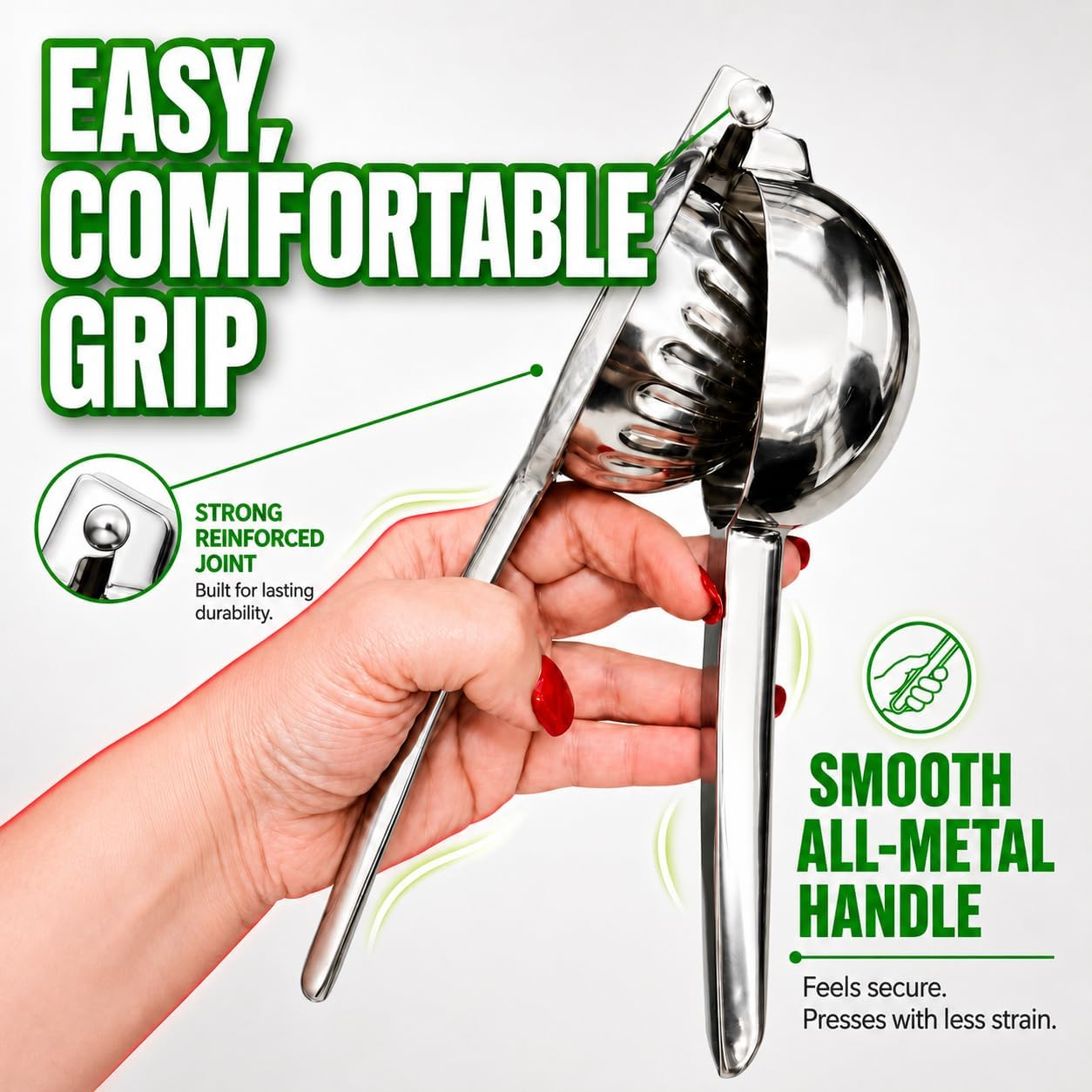 Handheld Lemon Squeezer Stainless Steel – Lemon Juicer, Lime Squeezer With Large Bowl Size & Non-Slip Handles – Citrus Squeezer for Holiday Cooking & Christmas Dinner, New Year Cocktails