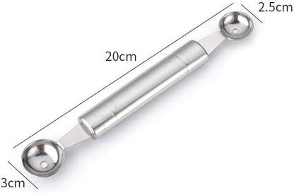 Double Melon Baller, Double Ended Headed Fruit Ice Cream Ball Spoon Stainless Steel Melon Baller Scoop for Watermelon, Ice Cream, Fruits, Meatball