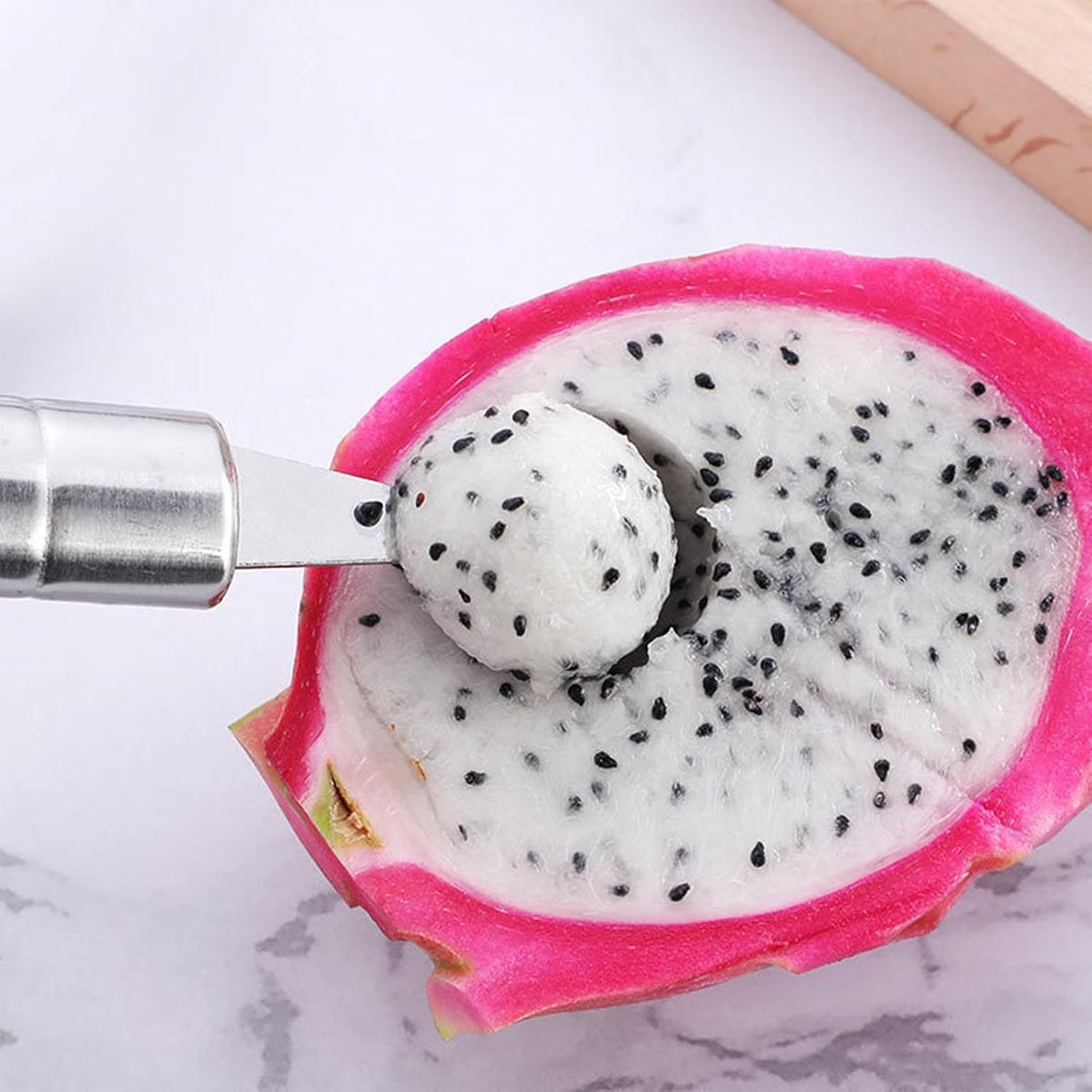 Double Melon Baller, Double Ended Headed Fruit Ice Cream Ball Spoon Stainless Steel Melon Baller Scoop for Watermelon, Ice Cream, Fruits, Meatball