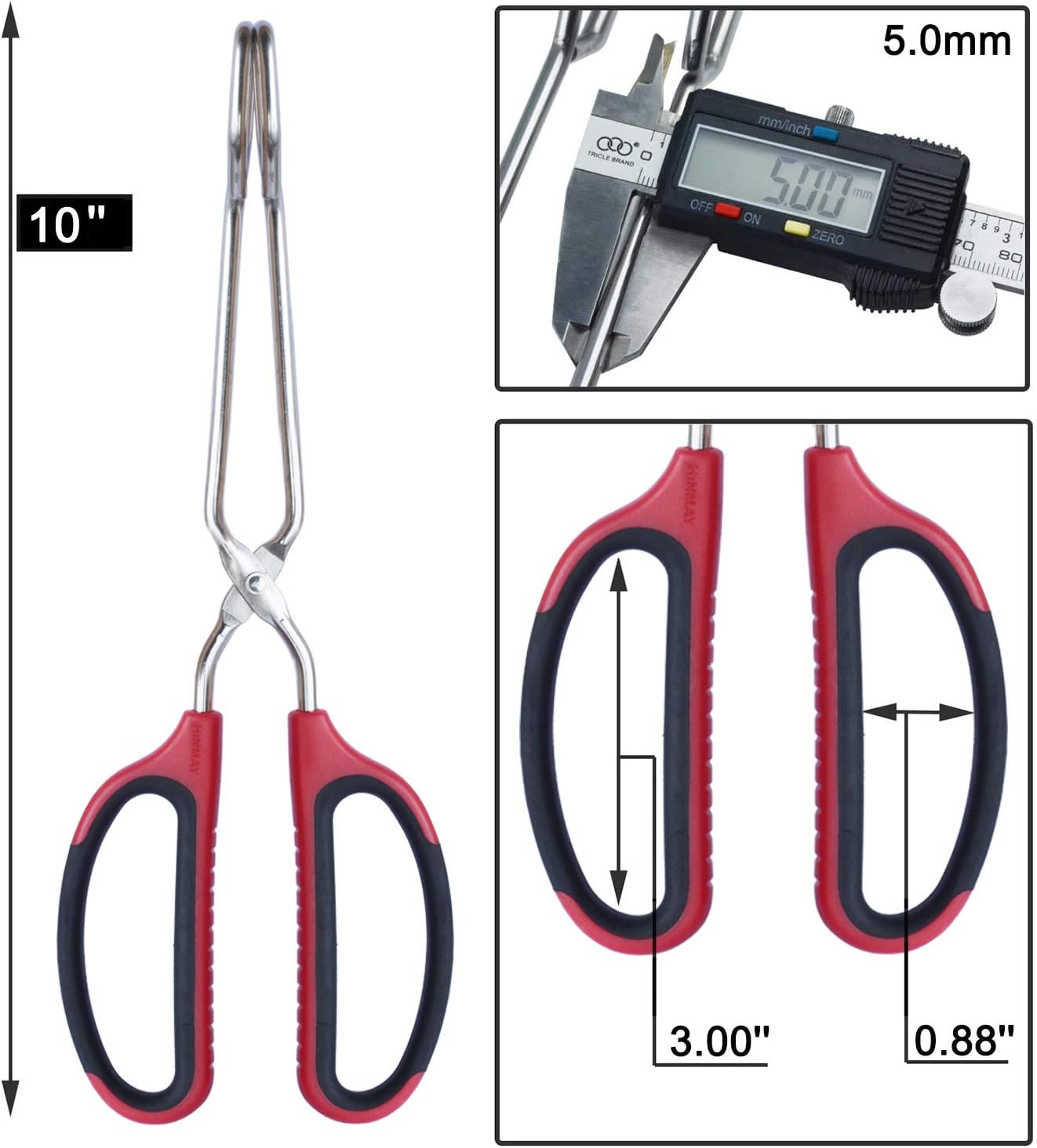 Stainless Steel Scissor Tongs 10-Inch and 12-Inch Set, Set of 2