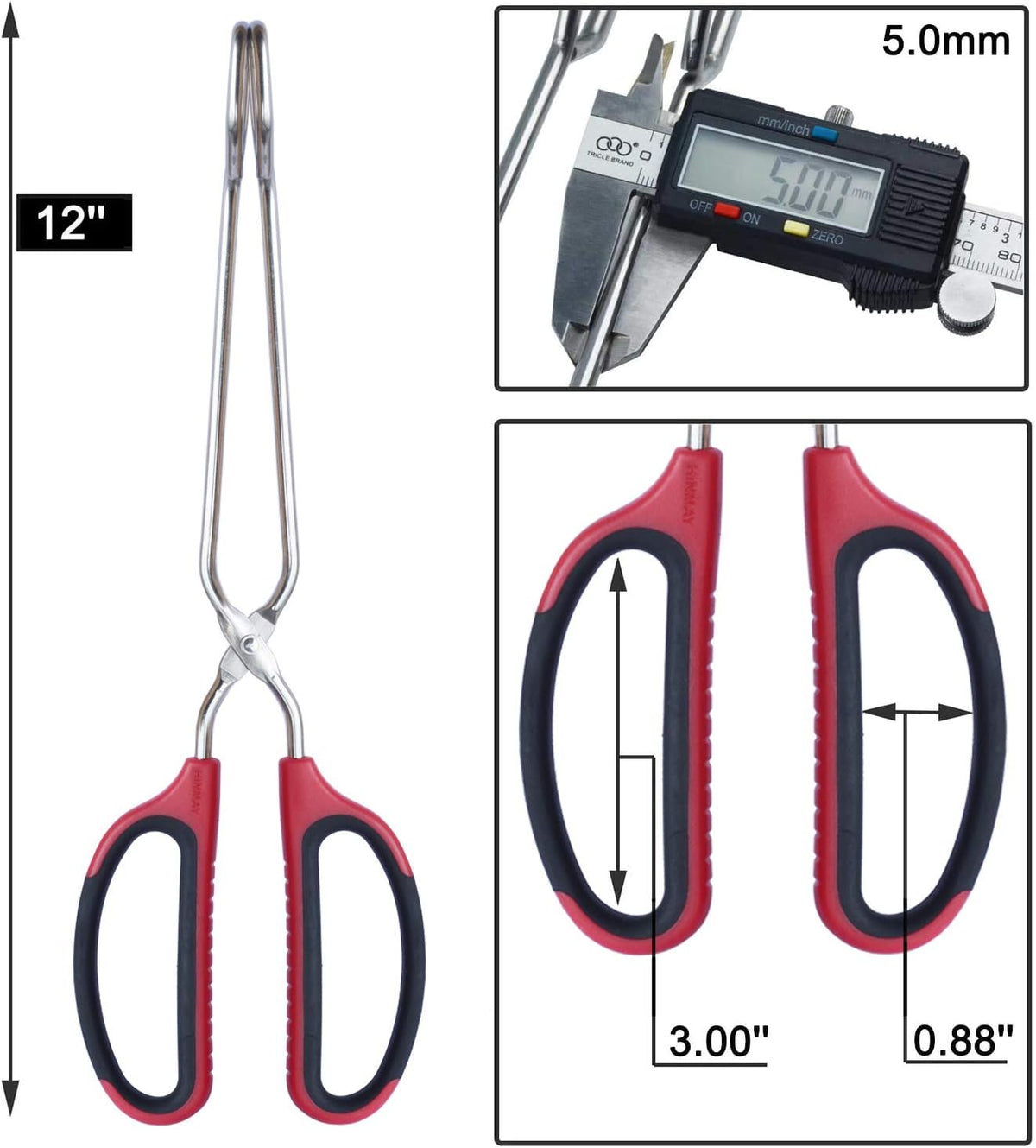 Stainless Steel Scissor Tongs 10-Inch and 12-Inch Set, Set of 2