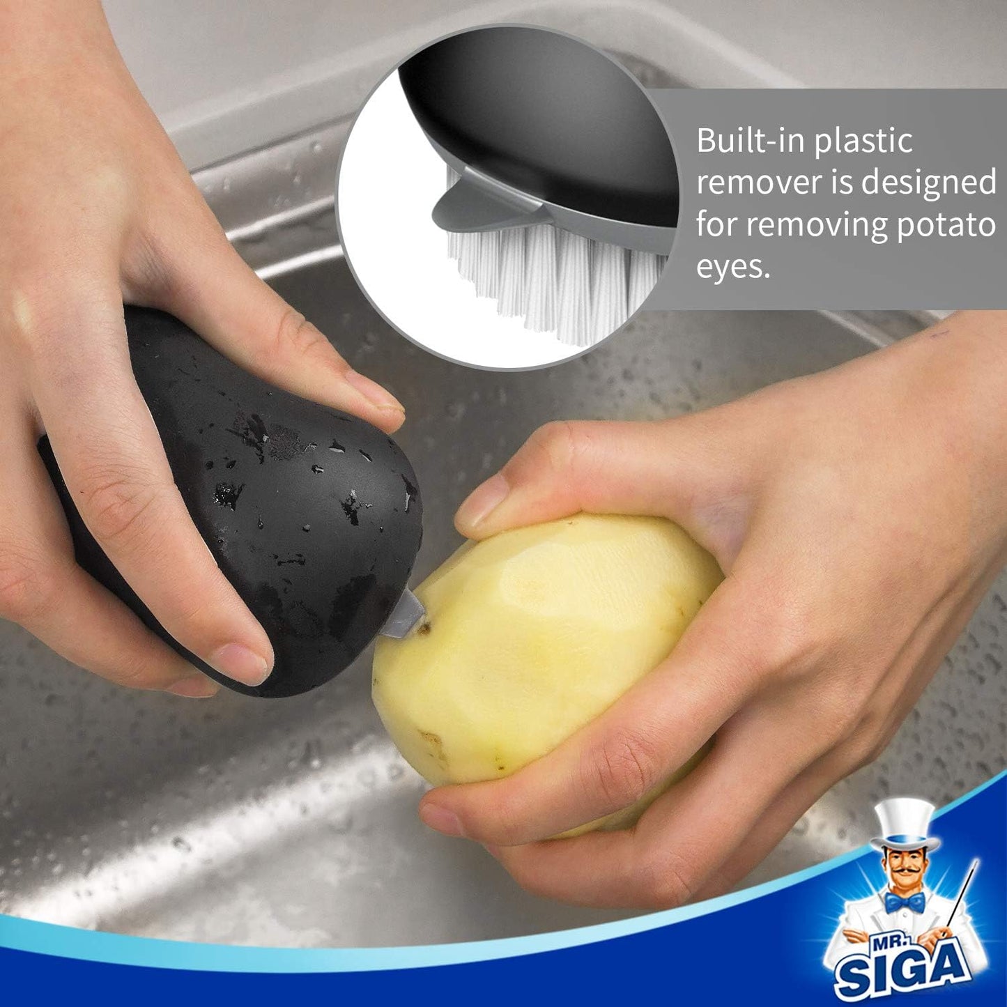 Fruit and Vegetable Cleaning Brush with Non Slip Comfortable Grip | Potato scrubber brush, non slip fruit scrub brush