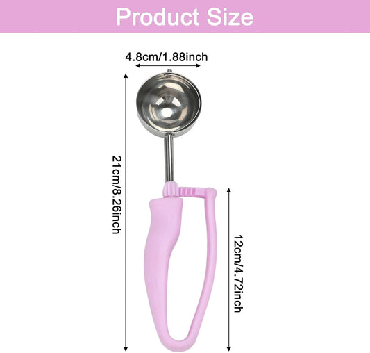 2pcs Ice Cream Scoops, 304 Stainless Steel Ice Cream Scoop with Trigger 4oz Portion Scoop Disher with Built-In Blade Ergonomic Ambidextrous Handle Perfect for Ice Cream, Cookie Dough, Rice (Purple)