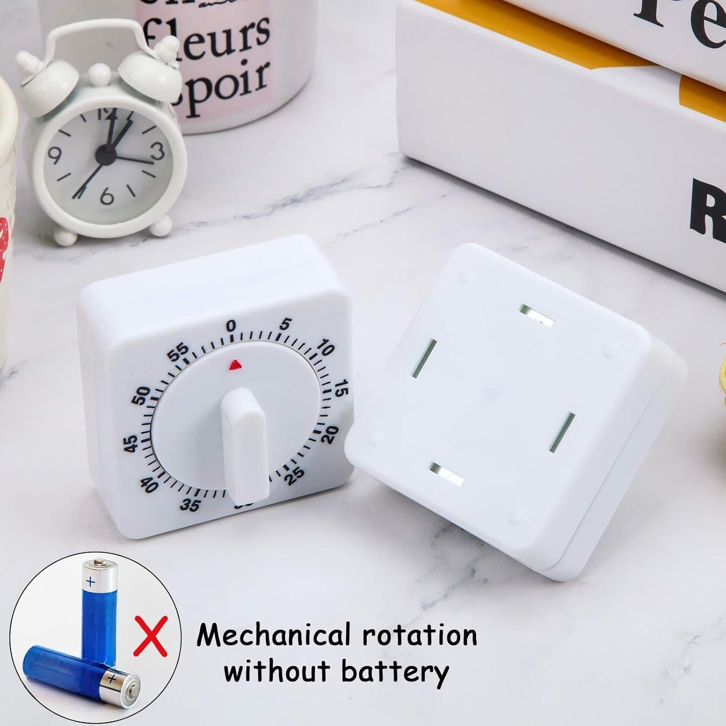 2 Pieces 60 Minute Visual Kitchen Timer Hour Mini Countdown Mechanical Timer Loud Voice for Kitchen, Homework, Exercise