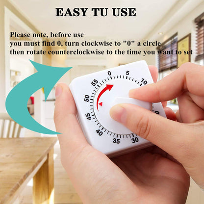 2 Pieces 60 Minute Visual Kitchen Timer Hour Mini Countdown Mechanical Timer Loud Voice for Kitchen, Homework, Exercise