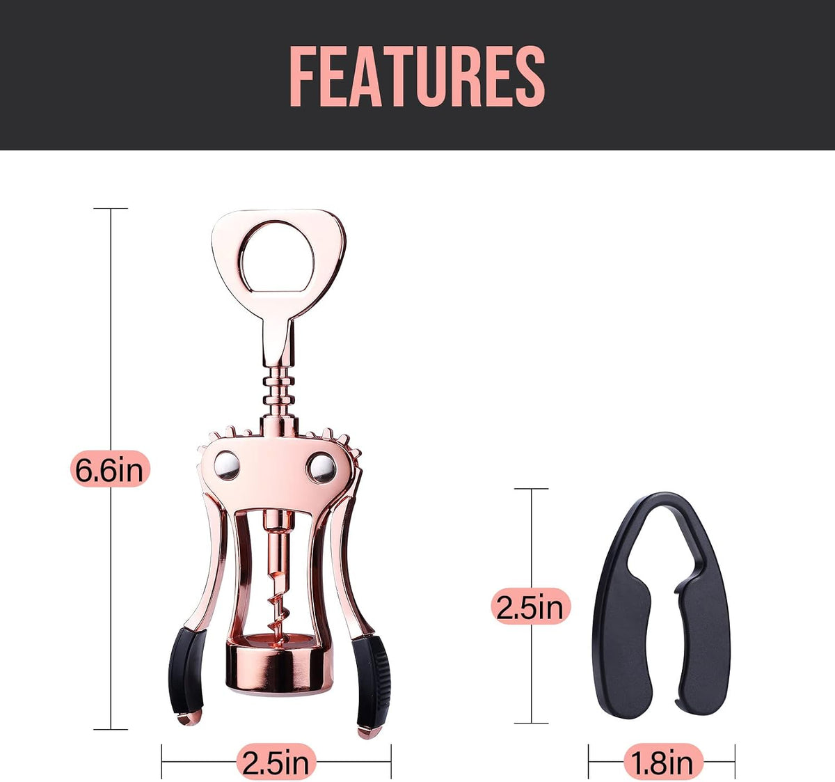 Wine Opener, Zinc Alloy Premium Wing Corkscrew Wine Bottle Opener with Multifunctional Bottles Opener, Upgrade