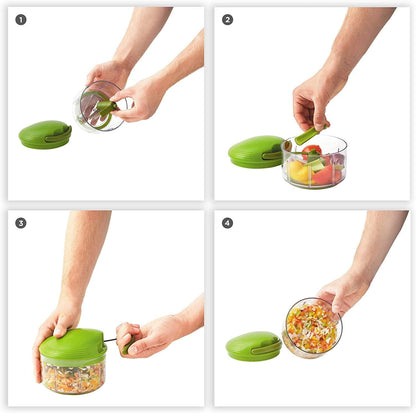 Pull Chop Chopper/Manual Food Processor with Cord Mechanism, Green, 2-Cup