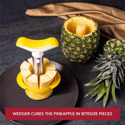 4874360, Pineapple Slicer & Wedger Stainless Steel/Yellow