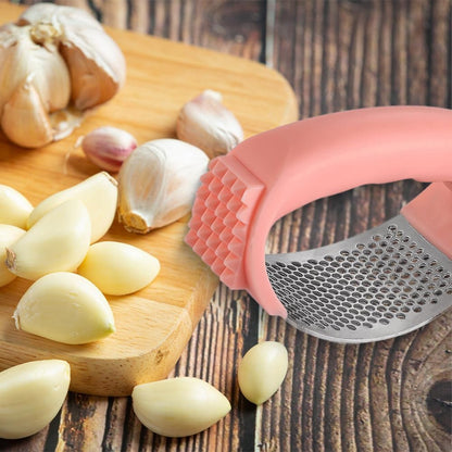 2026 Upgraded Garlic Press Rocker,Stainless Steel Garlic Press, Garlic Crusher with Peeler & Cleaning Brush, Garlic Chopper for Crushing Garlic, Kitchen Gadgets, Home Kitchen Tools (Green)