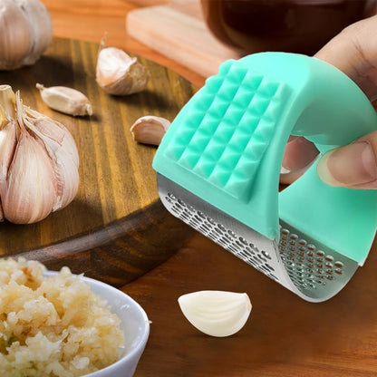 2026 Upgraded Garlic Press Rocker,Stainless Steel Garlic Press, Garlic Crusher with Peeler & Cleaning Brush, Garlic Chopper for Crushing Garlic, Kitchen Gadgets, Home Kitchen Tools (Green)