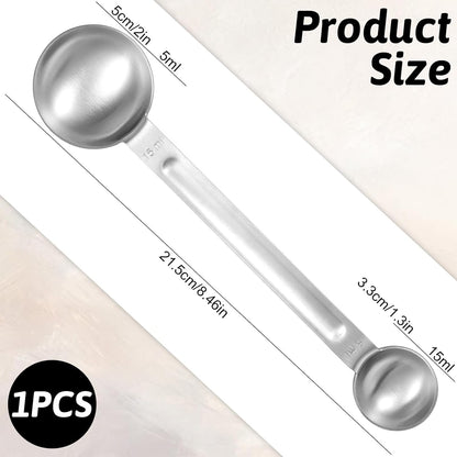 Tablespoon Measuring Spoon, Stainless Steel Coffee Scoop 1 Tsp (5ml) & 1 Tbsp (15ml) Double Ended Teaspoon and Tablespoon Scoop for Cooking Baking Kitchen Gadgets (Silver)