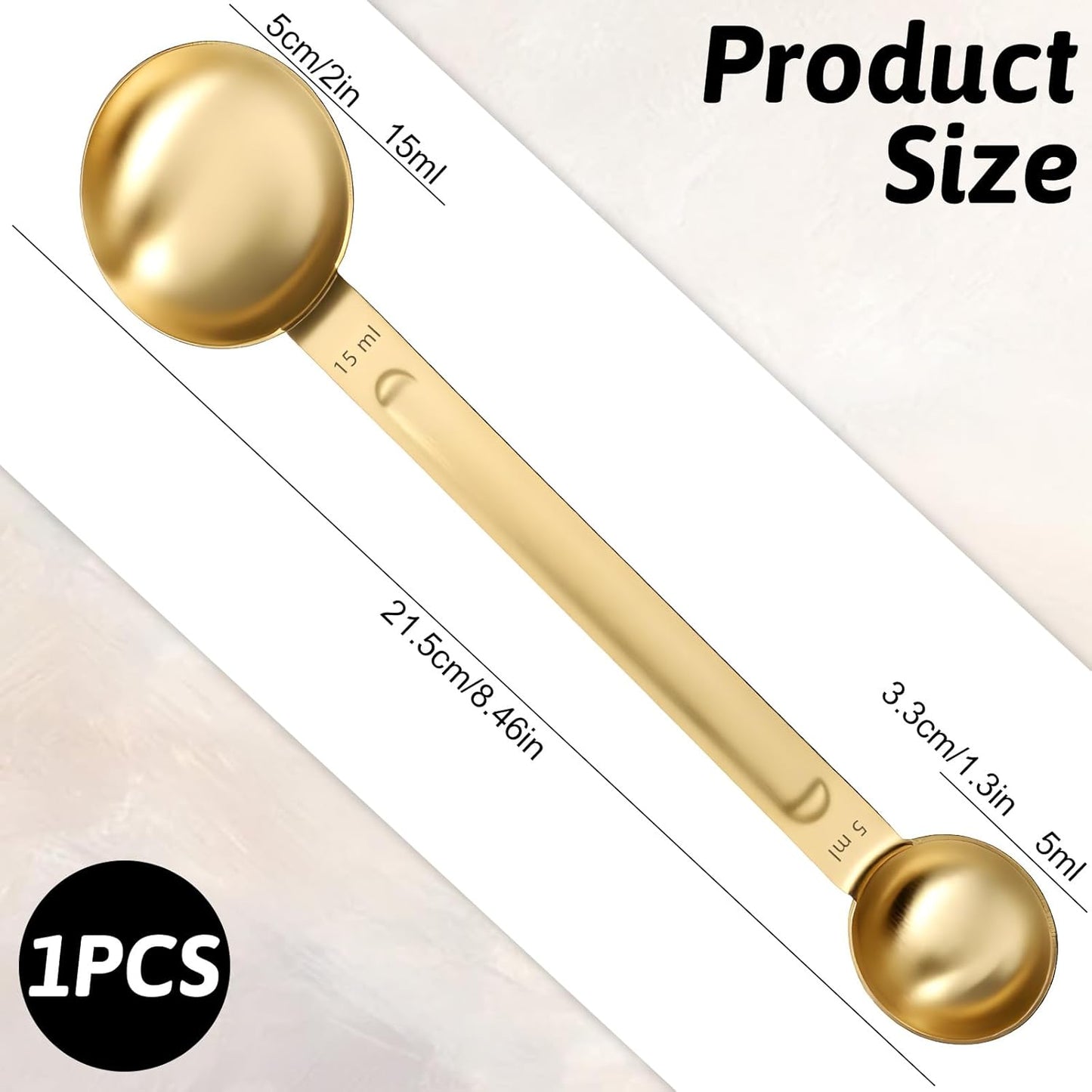 Tablespoon Measuring Spoon, Stainless Steel Coffee Scoop 1 Tsp (5ml) & 1 Tbsp (15ml) Double Ended Teaspoon and Tablespoon Scoop for Cooking Baking Kitchen Gadgets (Silver)