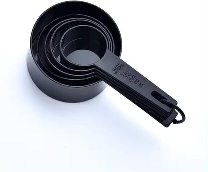Ovenza Measuring Cups and Spoons Set, 10 Piece BPA-Free Plastic Kitchen Measuring Set, 5 Cups & 5 Spoons, Dishwasher Safe, Nesting Design for Baking and Cooking – Black