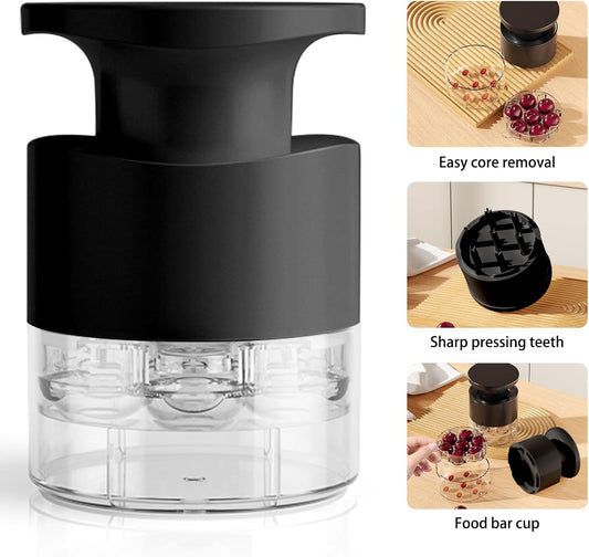 Cherry Pitter - 7-In-1 Cherry Seed Remover Cherry Pitter Tool Push Type Cherry Corer Multiple, Kitchen Cherry Jam (Black)