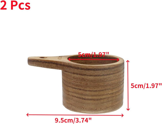 2 Pcs Wooden Measuring Cup 1/4 Cup Mini Coffee Scoop Kitchen Measure Tool Measuring Spoon for Coffee Beans Tea