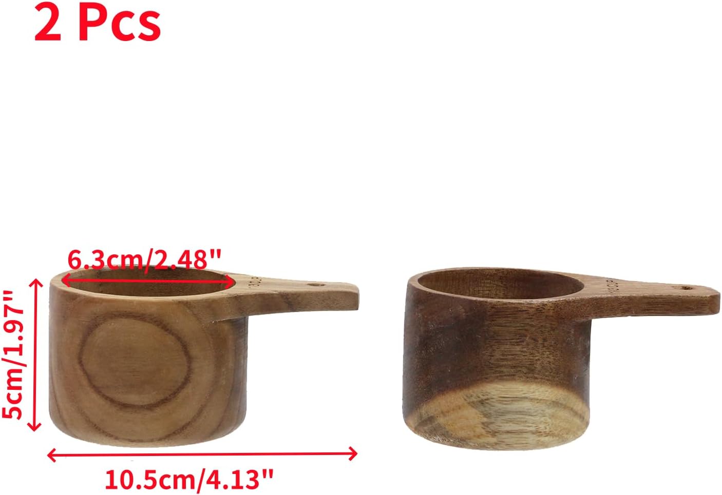 2 Pcs Wooden Measuring Cup 1/4 Cup Mini Coffee Scoop Kitchen Measure Tool Measuring Spoon for Coffee Beans Tea