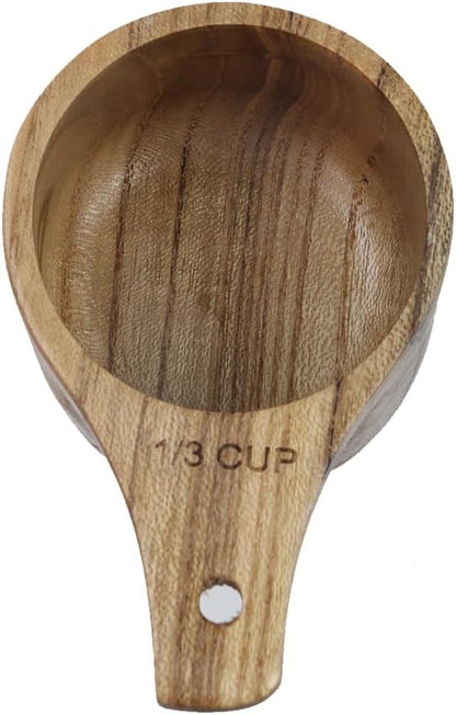 2 Pcs Wooden Measuring Cup 1/4 Cup Mini Coffee Scoop Kitchen Measure Tool Measuring Spoon for Coffee Beans Tea