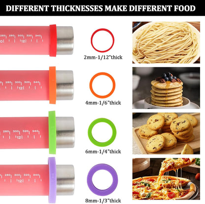 Silicone Rolling Pin for Baking,15Inch Pastry Dough Roller with Wooden Handle,Non Stick Surface Rolling Pin for Dough Cookie Pastry Tapered Dumpling Baking Supplies Kitchen Accessories