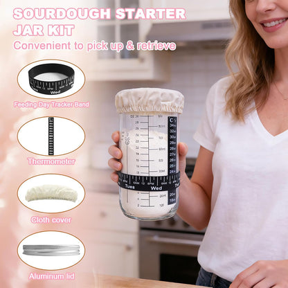 Beginner Sourdough Starter Kit, Sour dough Kits with Sourdough Starter Jar