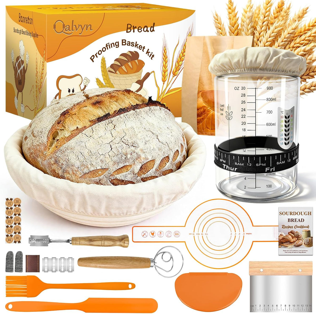 Beginner Sourdough Starter Kit, Sour dough Kits with Sourdough Starter Jar