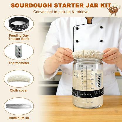 Beginner Sourdough Starter Kit, Sour dough Kits with Sourdough Starter Jar