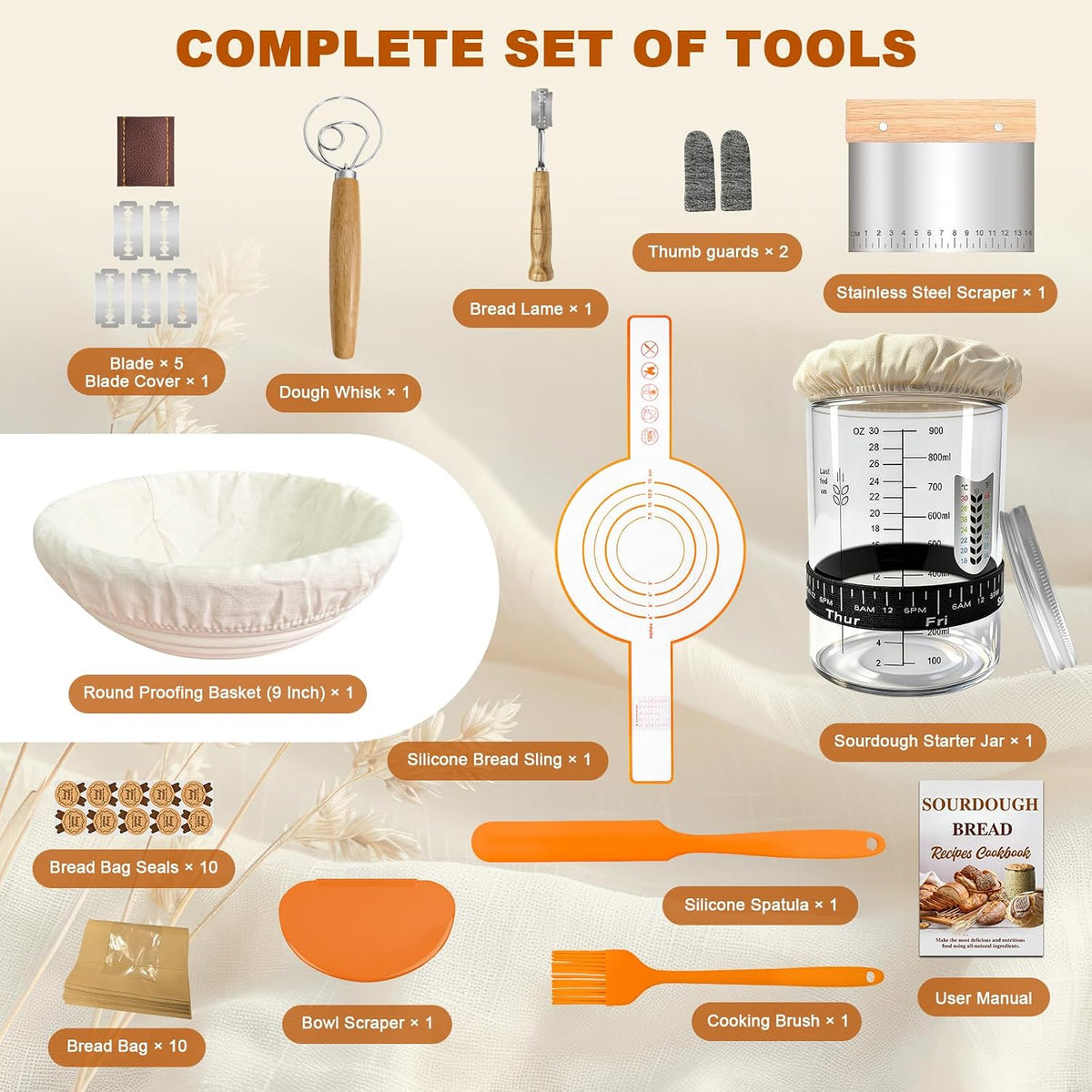 Beginner Sourdough Starter Kit, Sour dough Kits with Sourdough Starter Jar