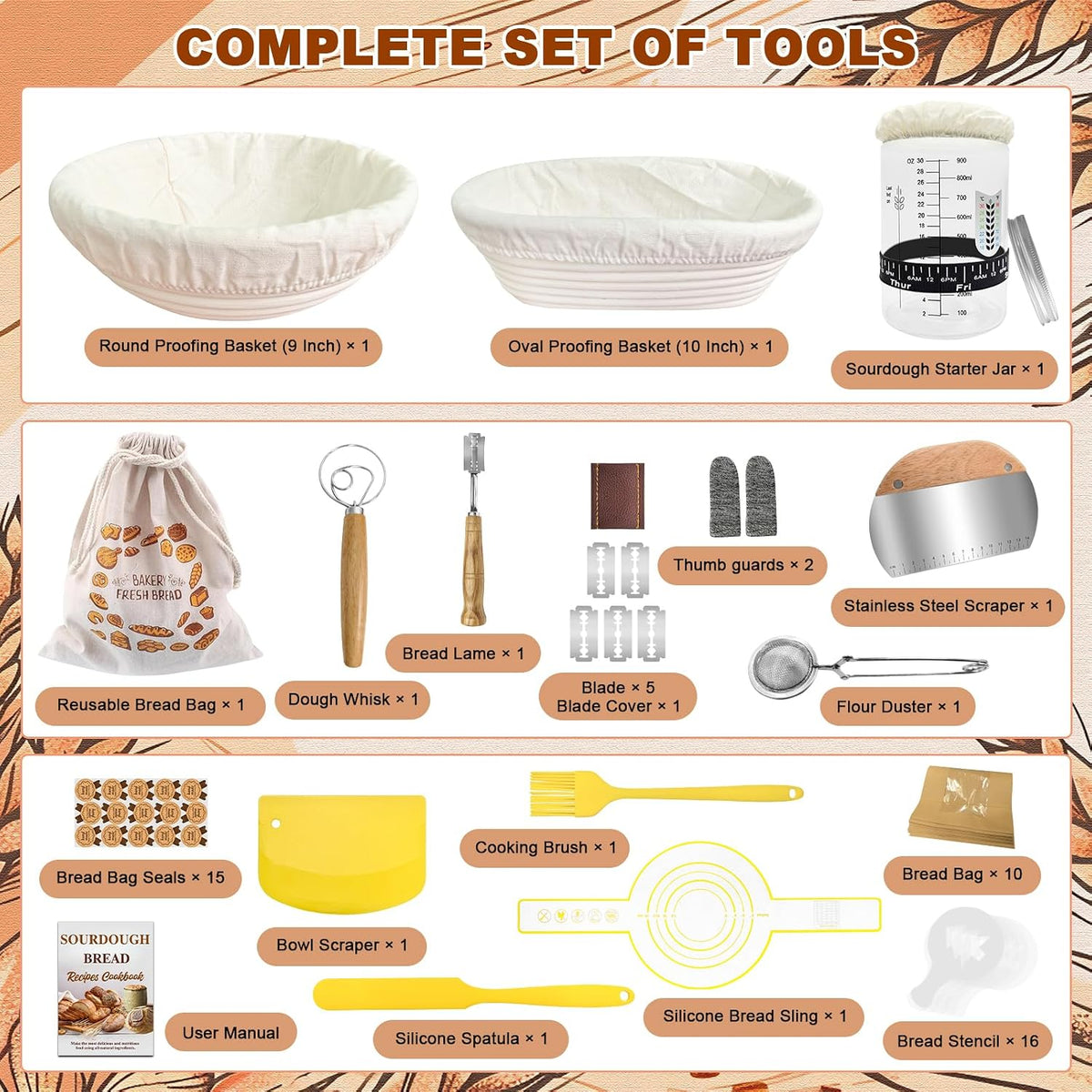 Beginner Sourdough Starter Kit, Sour dough Kits with Sourdough Starter Jar