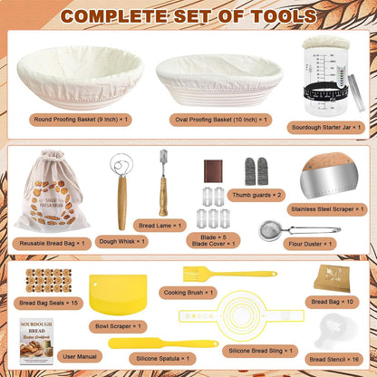 Beginner Sourdough Starter Kit, Sour dough Kits with Sourdough Starter Jar