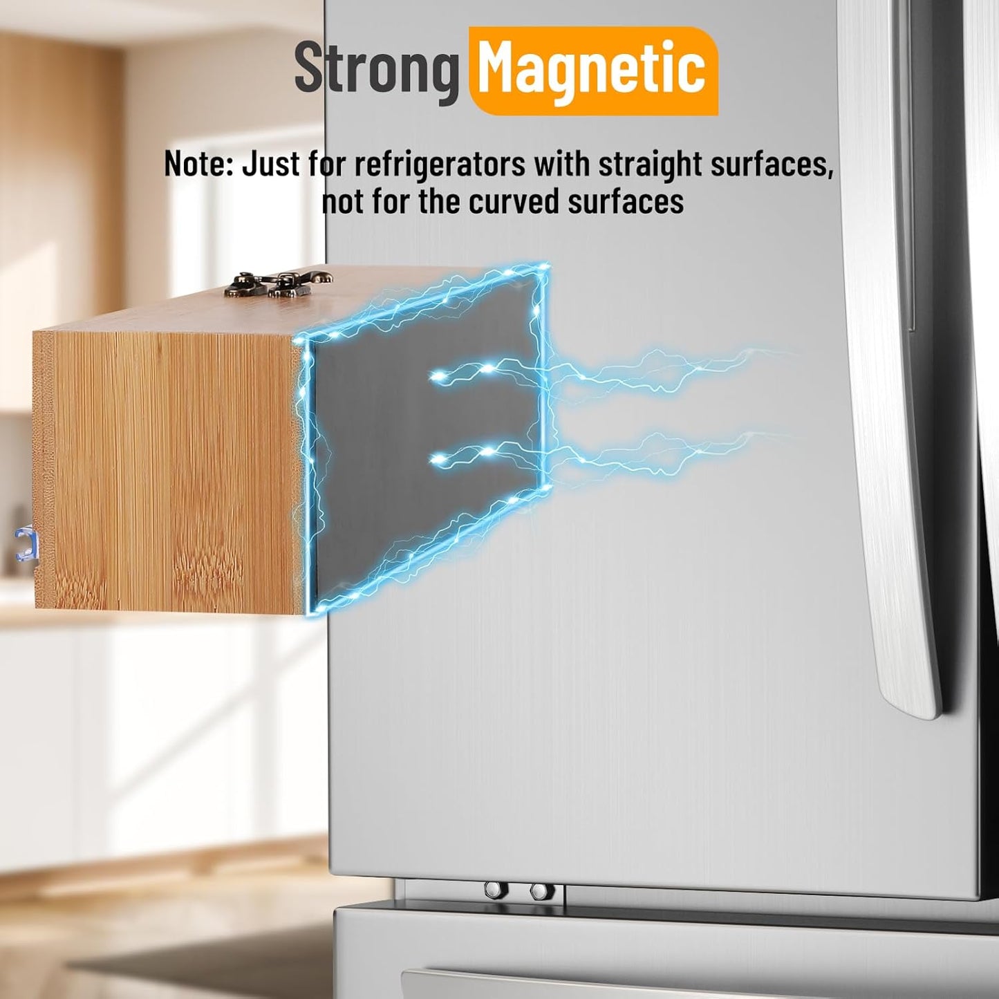 Magnetic Plastic Wrap Dispenser with Cutter, 3 in 1 Refrigerator Bamboo Wood Organizer for Tin Foil, Baking Paper, Wax Paper Holder Kitchen Storage Box Compatible with 12.9" Roll (3 Layer)