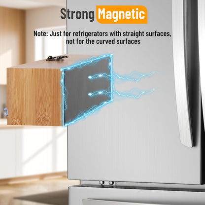 Magnetic Plastic Wrap Dispenser with Cutter, 3 in 1 Refrigerator Bamboo Wood Organizer for Tin Foil, Baking Paper, Wax Paper Holder Kitchen Storage Box Compatible with 12.9" Roll (3 Layer)