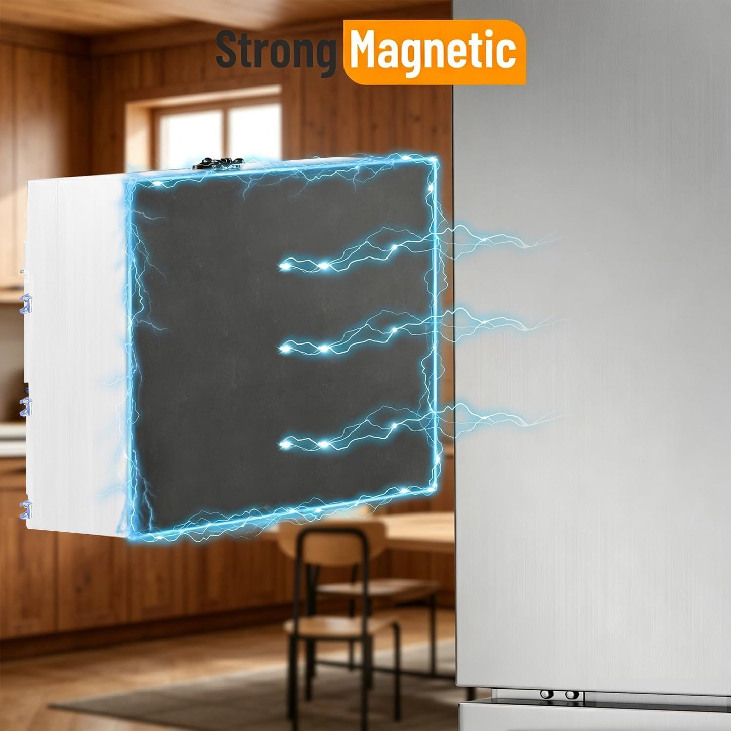 Magnetic Plastic Wrap Dispenser with Cutter, 3 in 1 Refrigerator Bamboo Wood Organizer for Tin Foil, Baking Paper, Wax Paper Holder Kitchen Storage Box Compatible with 12.9" Roll (3 Layer)
