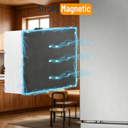 Magnetic Plastic Wrap Dispenser with Cutter, 3 in 1 Refrigerator Bamboo Wood Organizer for Tin Foil, Baking Paper, Wax Paper Holder Kitchen Storage Box Compatible with 12.9" Roll (3 Layer)