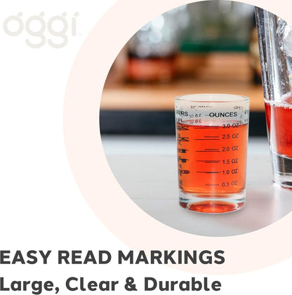 Measuring Shot Glass with Measuring Lines, 3oz / 90ml - Bartender Accessories, Jigger for Bartending, Shot Glass Measuring Cup with Ounces & Milliliters