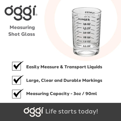 Measuring Shot Glass with Measuring Lines, 3oz / 90ml - Bartender Accessories, Jigger for Bartending, Shot Glass Measuring Cup with Ounces & Milliliters