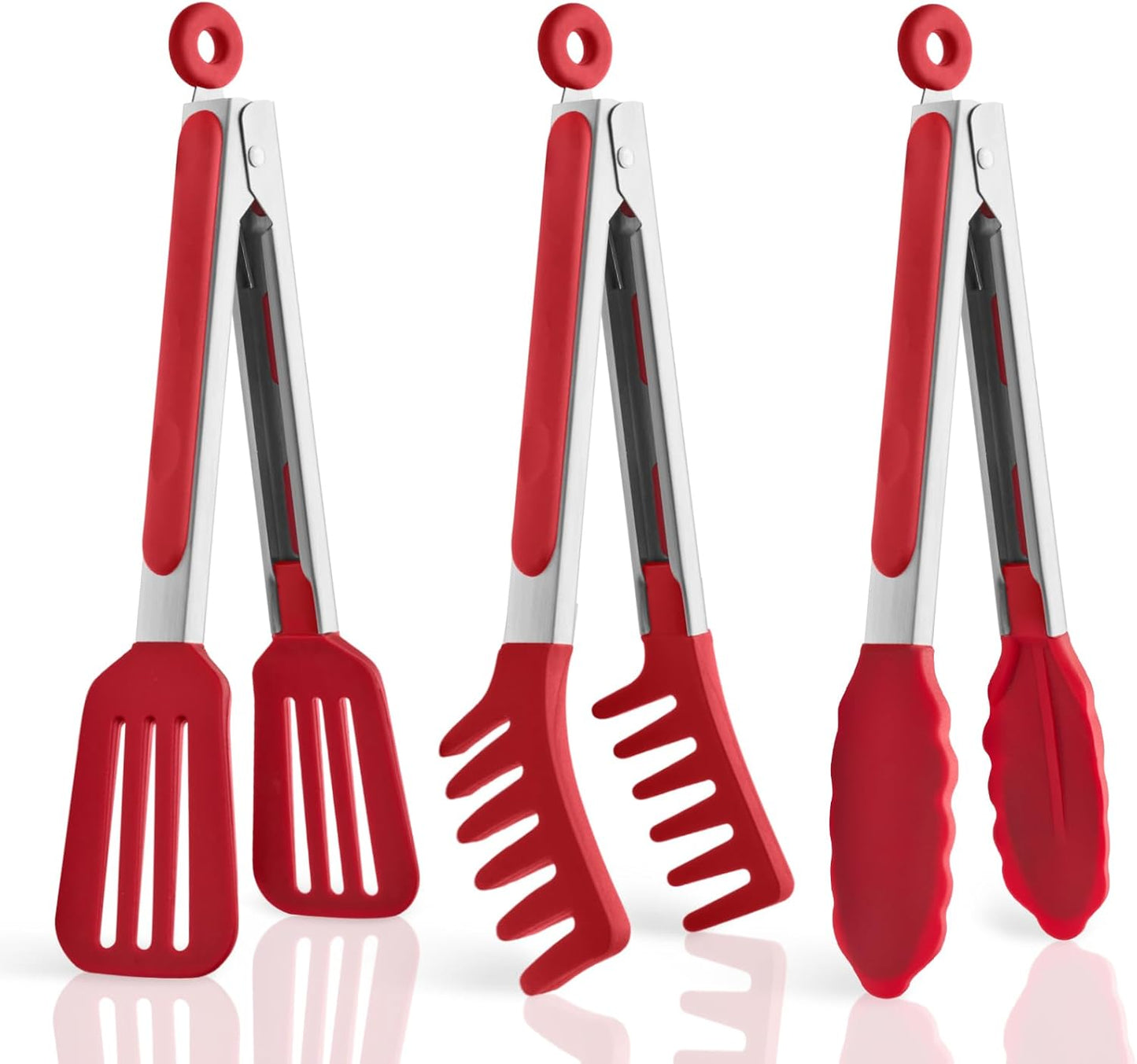 5-Pack Kitchen Tongs for Cooking with Silicone Tip,13 Inch,with Oil Brush | 600℉ Heat-Resistant,Non-Stick,Stainless Steel Tongs for Spaghetti,Pasta,Steak,Salad,BBQ,Pie,Pizza,Buffet,Serving Food(Black)