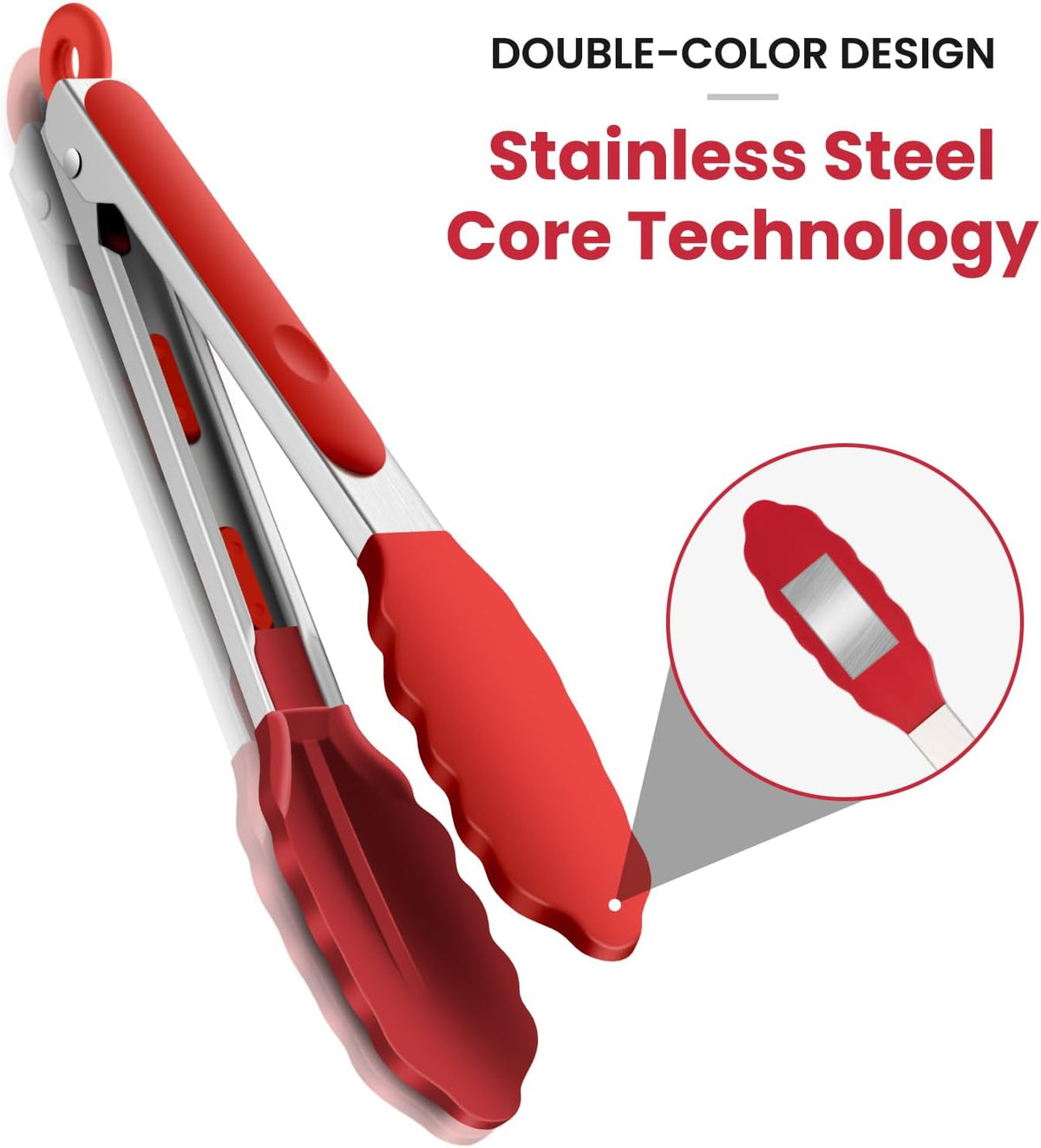 5-Pack Kitchen Tongs for Cooking with Silicone Tip,13 Inch,with Oil Brush | 600℉ Heat-Resistant,Non-Stick,Stainless Steel Tongs for Spaghetti,Pasta,Steak,Salad,BBQ,Pie,Pizza,Buffet,Serving Food(Black)
