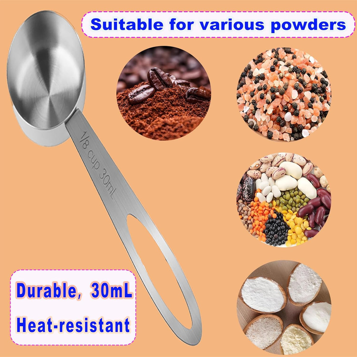 Reusable K Cup Refill Kit, Aluminum No-Spill Dosing Funnel + 304 Stainless Steel 30ml Coffee Scoop, Fits K 1.0 & 2.0 Metal & BPA-Free Plastic Reusable K Cups, Anti-Leak Coffee Filling Accessory Silver