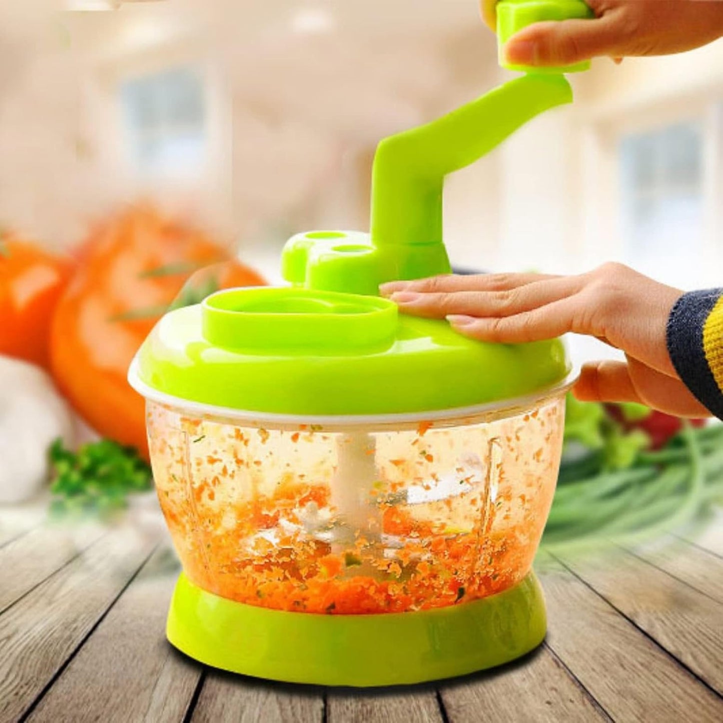 Manual Vegetable Grinder Manual Food Chopper PP Stainless Steel Food Grade Portable Food Vegetable Grinder Hand Crank Vegetable Chopper for Kitchen Restaurant(Green)