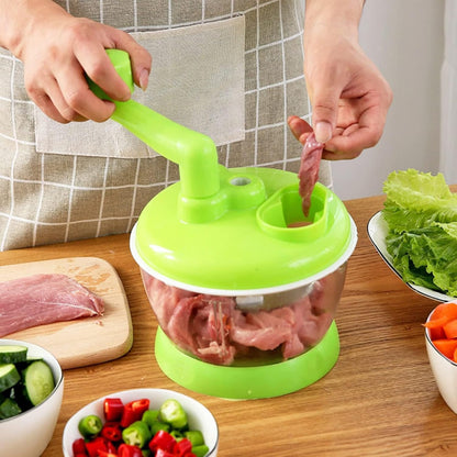 Manual Vegetable Grinder Manual Food Chopper PP Stainless Steel Food Grade Portable Food Vegetable Grinder Hand Crank Vegetable Chopper for Kitchen Restaurant(Green)