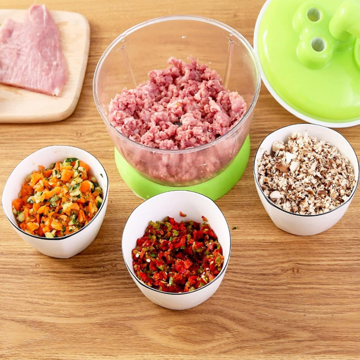 Manual Vegetable Grinder Manual Food Chopper PP Stainless Steel Food Grade Portable Food Vegetable Grinder Hand Crank Vegetable Chopper for Kitchen Restaurant(Green)