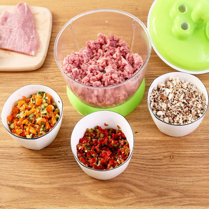 Manual Vegetable Grinder Manual Food Chopper PP Stainless Steel Food Grade Portable Food Vegetable Grinder Hand Crank Vegetable Chopper for Kitchen Restaurant(Green)