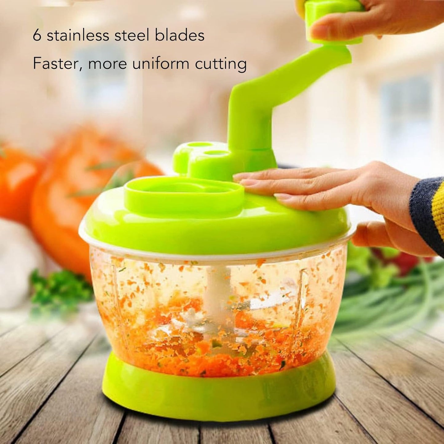 Manual Vegetable Grinder Manual Food Chopper PP Stainless Steel Food Grade Portable Food Vegetable Grinder Hand Crank Vegetable Chopper for Kitchen Restaurant(Green)
