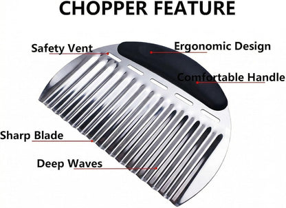 Crinkle Cutter French Fry Cutter, 2 Pack Stainless Steel Wavy Potato Slicer