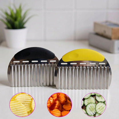 Crinkle Cutter French Fry Cutter, 2 Pack Stainless Steel Wavy Potato Slicer